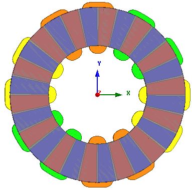 شکل 2) نمای دوبعدی از ماشین مغناطیس دائم شار محوری مورد بررسی